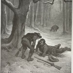 Dore, Fables, Two Friends, Stag Reflection, Print, Bookplate, Art~ 240706-WH 290